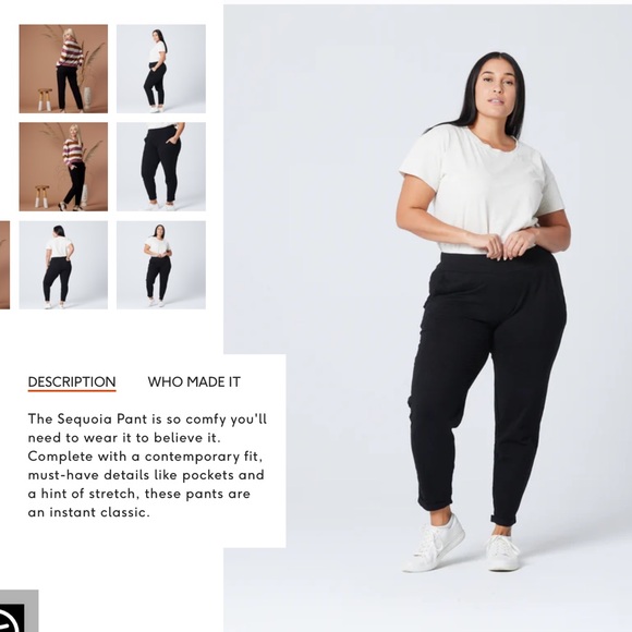 Known Supply 100% Organic Cotton Black Pocket Cuff Leg Joggers Sequoia Pant L - Picture 8 of 8